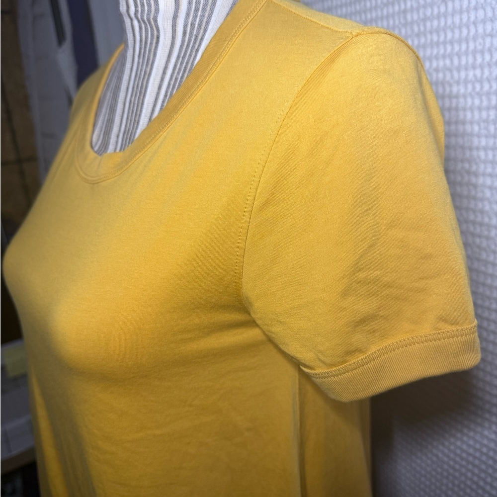 Uniqlo U Mustard Yellow Maxi Dress Minimalist Short Sleeve XS - Picture 7 of 8
